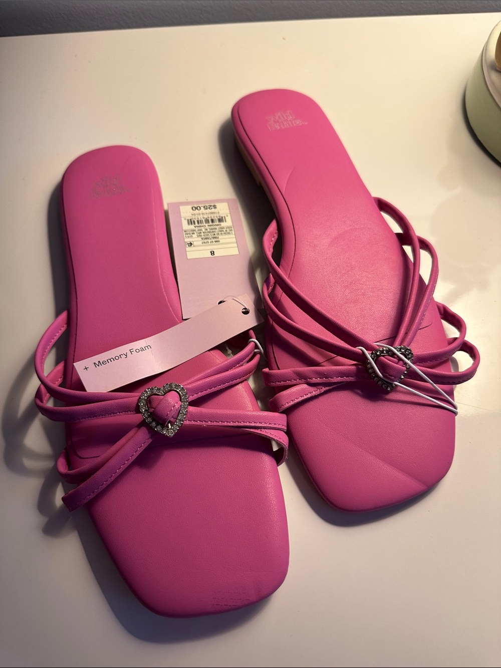 wild fable Hot Pink Heart-Strap Slide Sandals